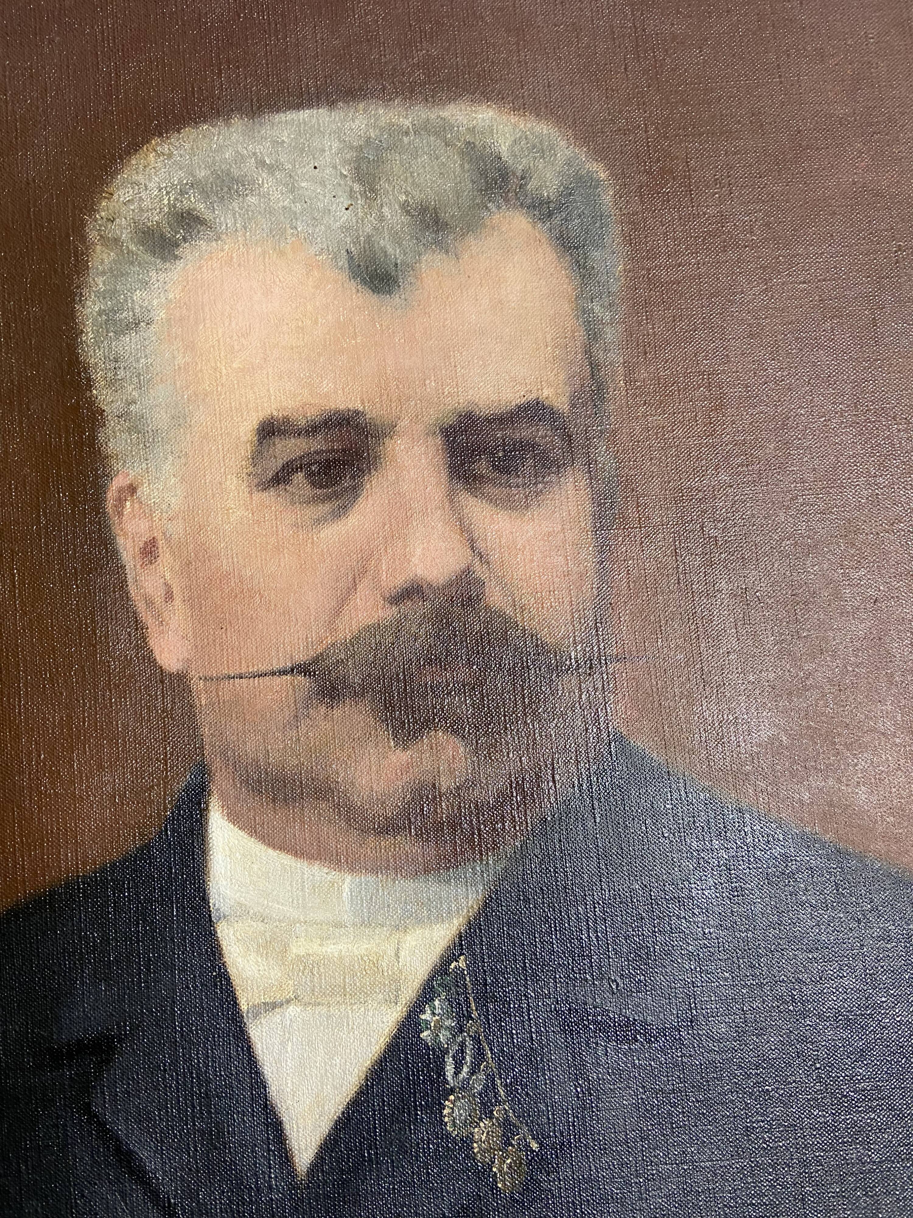 Portrait notable huile sur toile début XXème