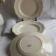 🌿 6 antique Sarreguemines ivory fretwork plates