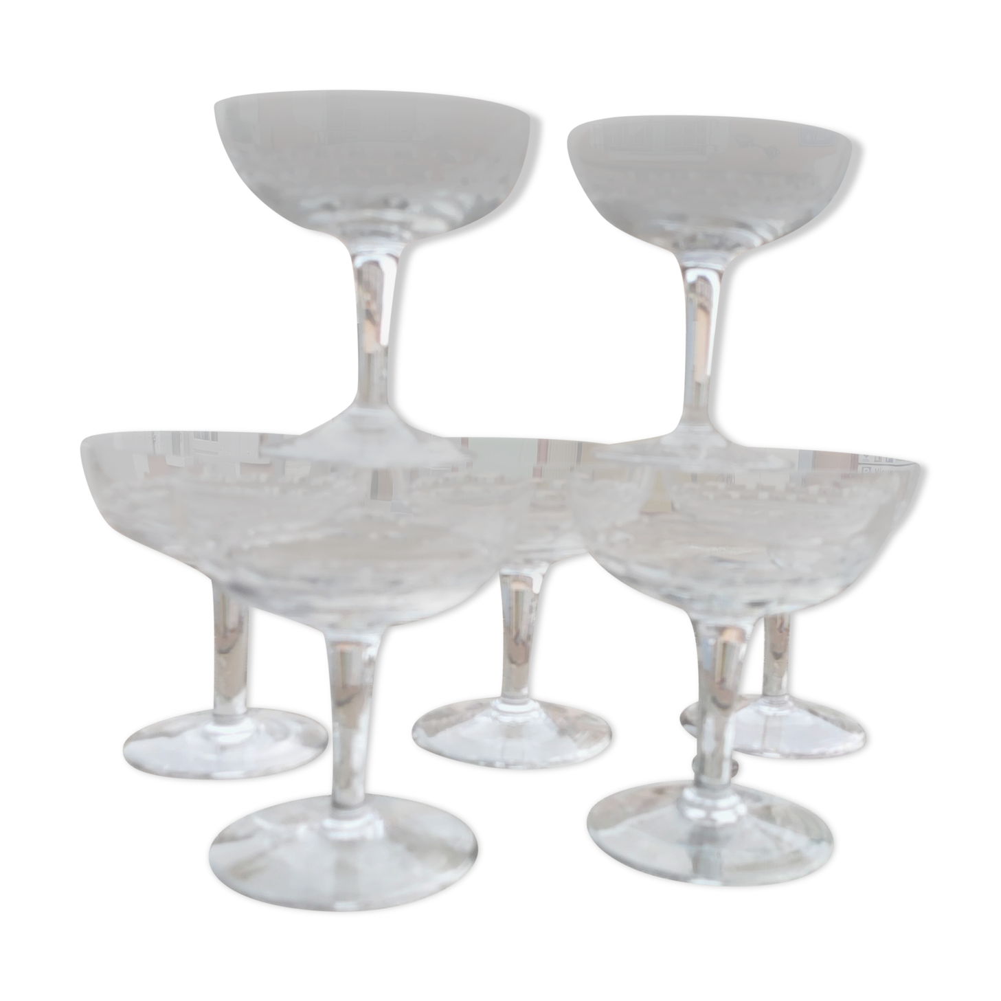 Set de 7 coupes à champagne en verre soufflé