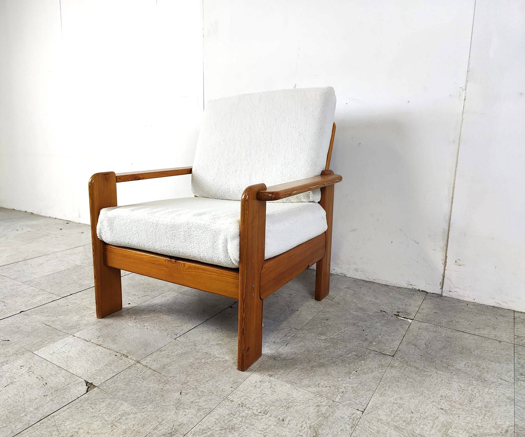 Vintage pine wood armchair, 1960s