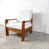 Vintage pine wood armchair, 1960s