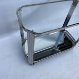 Romeo Rega Chrome Bar Cart Drinks Trolley Table Glass Hollywood Regency