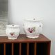 Pair of decorative ceramic vases with hand-painted roses, Art Deco style, European