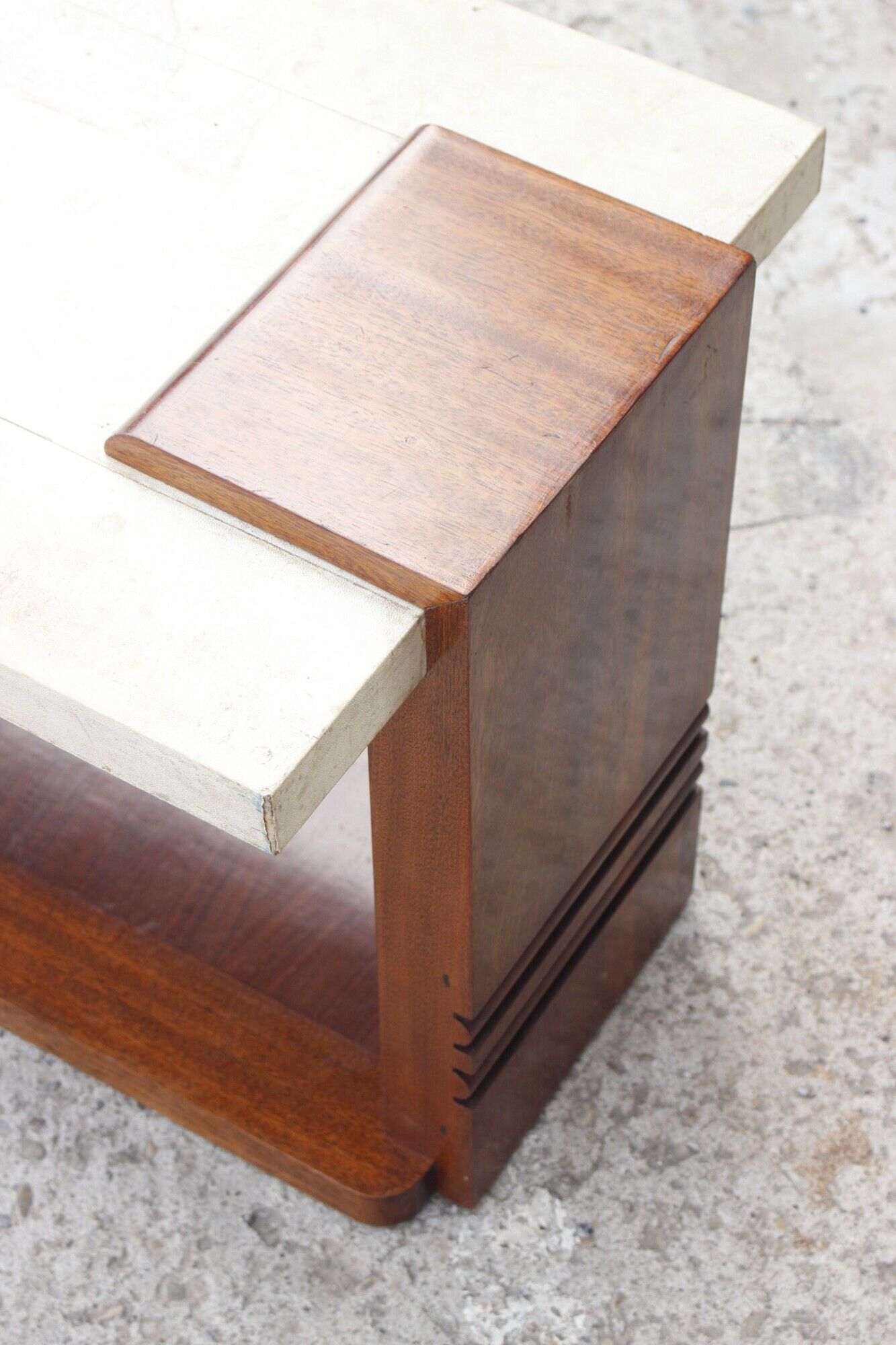 Coffee table in wood and parchment, France, 1930s