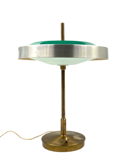 Lampe de table Oscar Torlasco, en laiton et en verre, Prod. Lumi, 1960