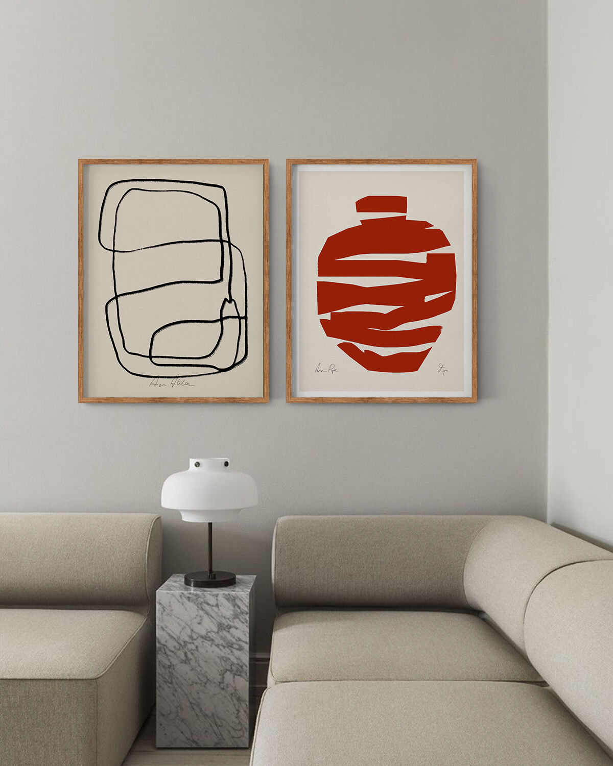 Pair of giclee prints, abstract wall art set of two, 50x70cm