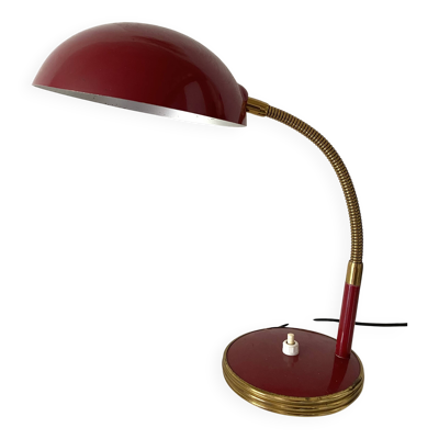 Lampe de bureau articulée, années 60, bordeaux et or