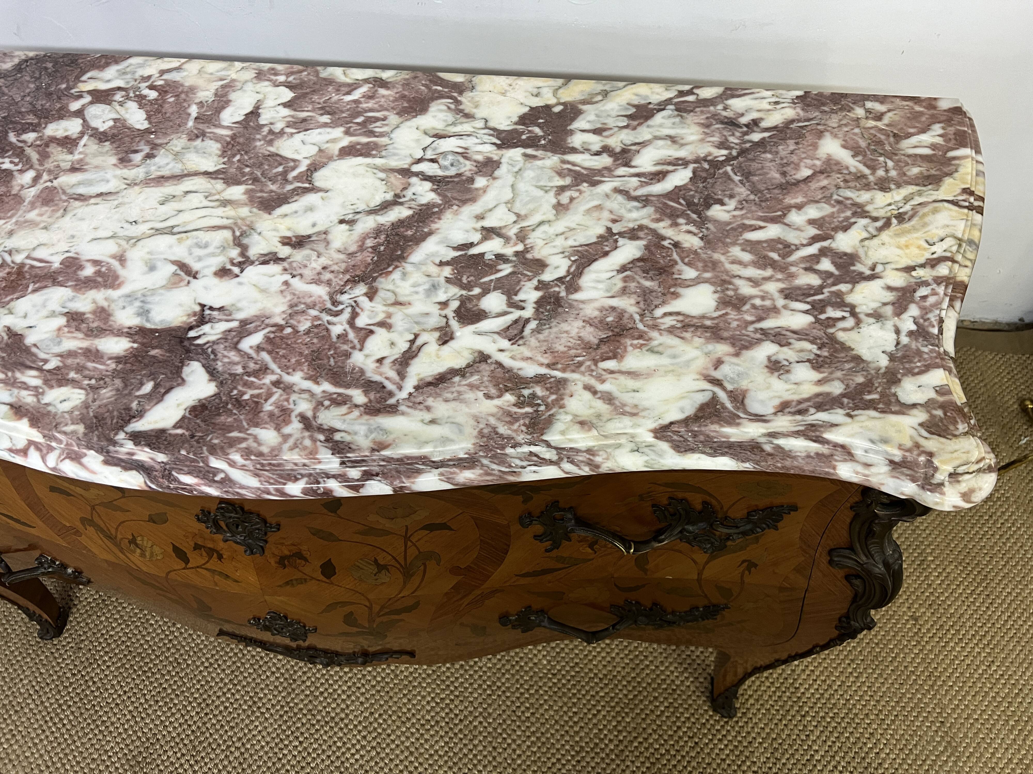 Louis XV style inlaid chest of drawers