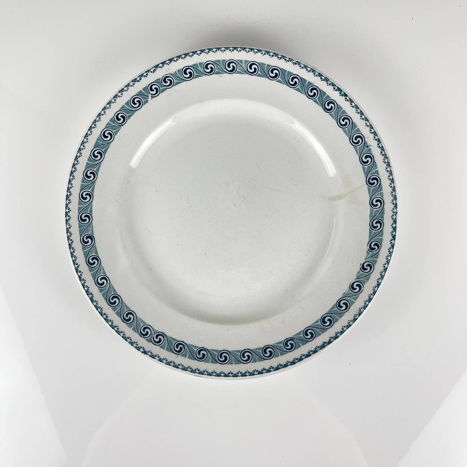 Large round dish "Rachel" Moulins des loups & Hamage, iron earth, 20th century