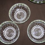 Set of 3 old glass bowls/cups decorated with small white flowers Materne rare