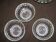 Set of 3 antique glass bowls/dishes decorated with small white flowers by Materne, rare.
