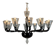 Venetian chandelier in Murano glass in black and colourless, 12 light arms, circa 1990.
