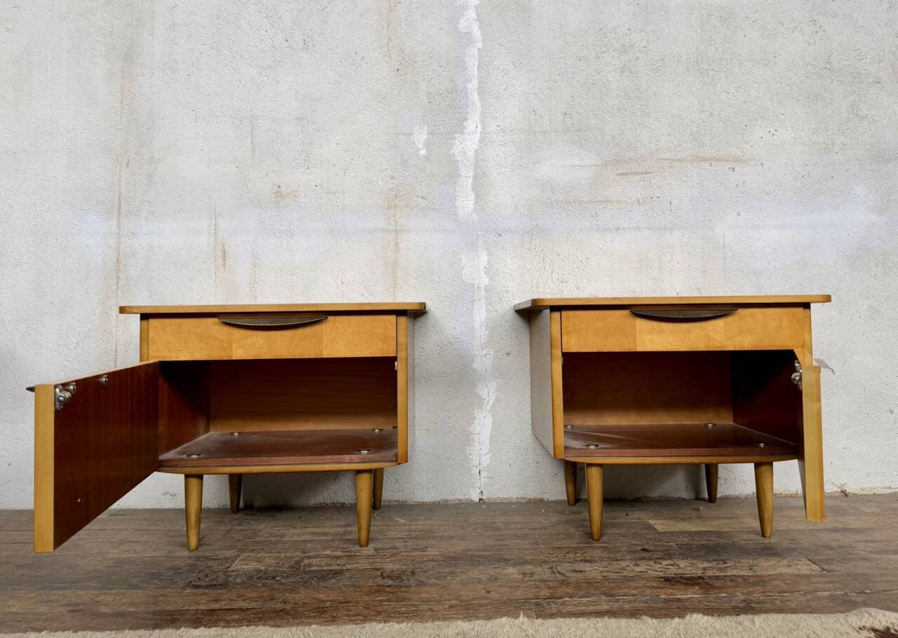 Vintage bedside tables / compass leg nightstand