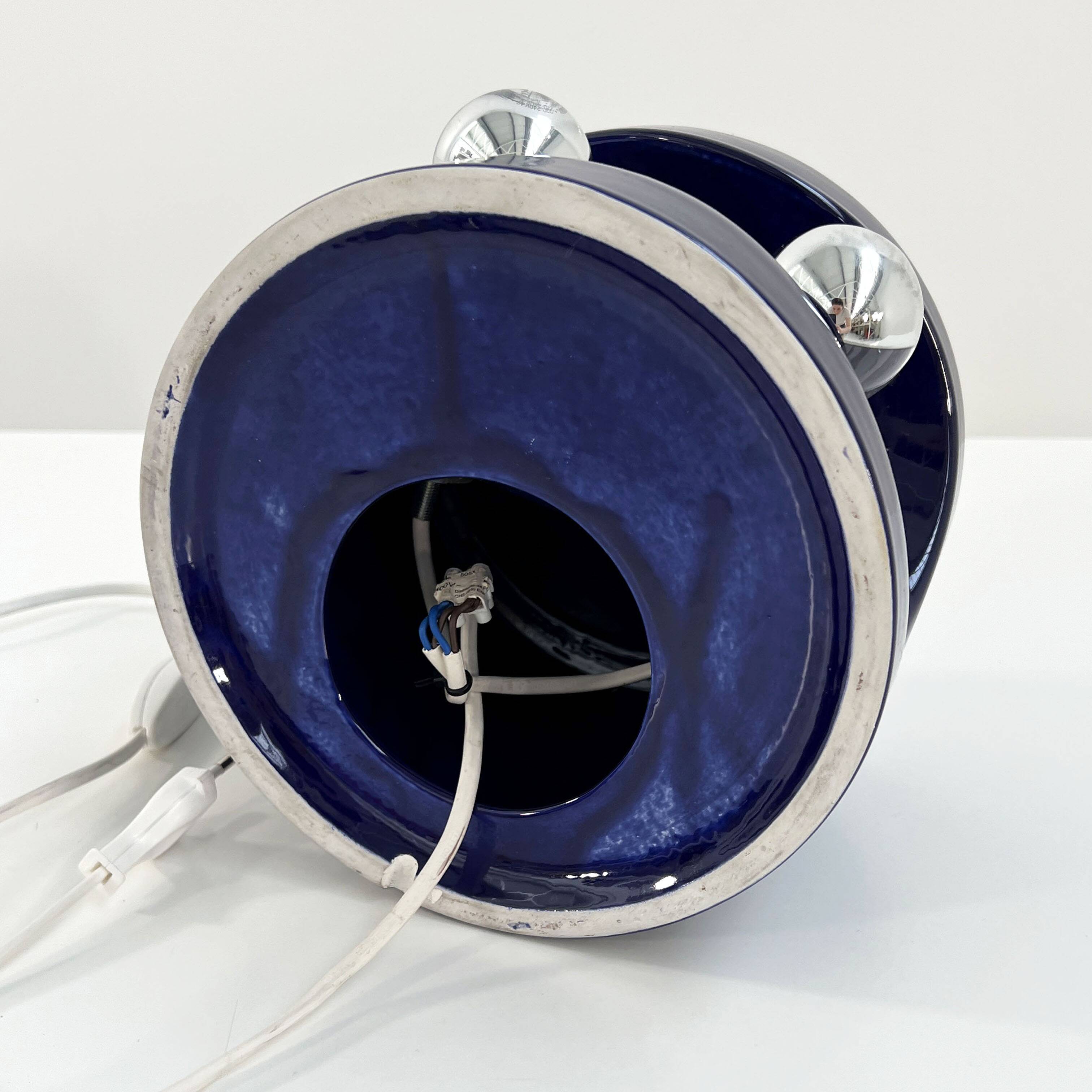 Blue night / mauve ceramic table lamp by Perdomello 70, 1970
