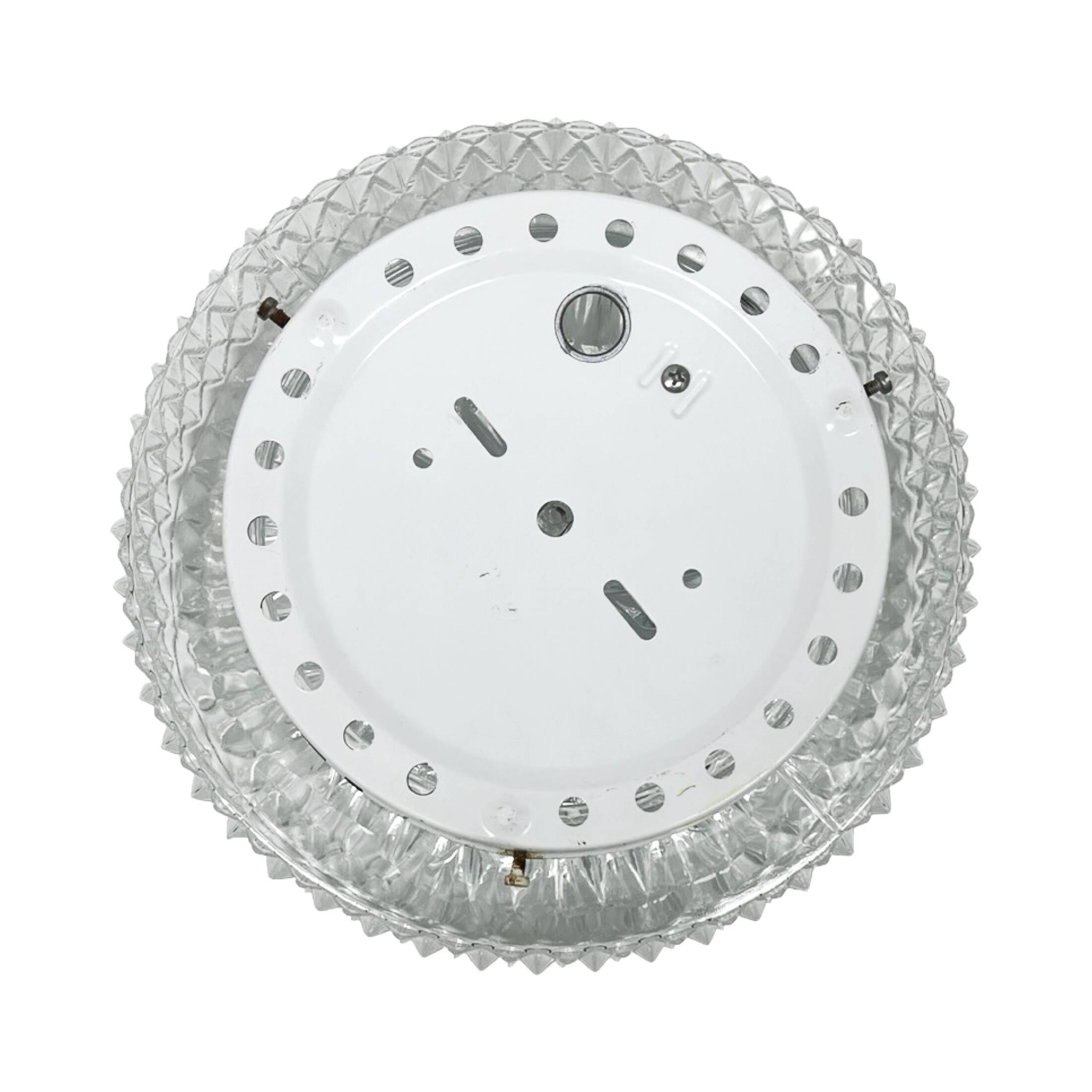 Massive Belgium Vintage Pressed Glass Mid-Century Rosette Ceiling Lamp Wall