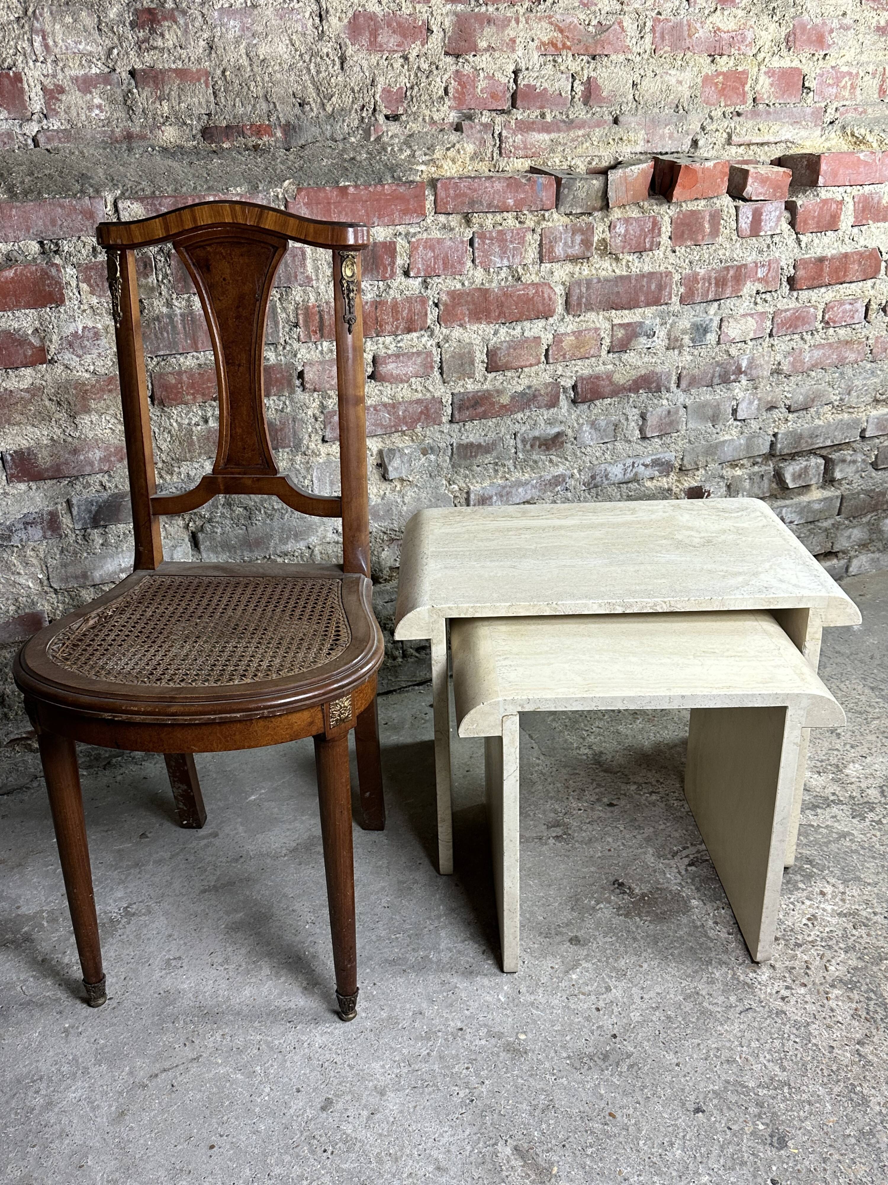 Artelano nesting tables in vintage travertine 1970