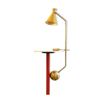 Large Italian counterweight lamp in brass, 50s design