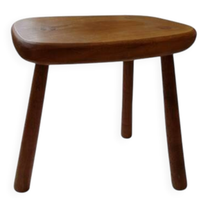 Tabouret vintage en bois - massif style brutaliste