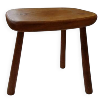 Vintage solid wood stool in brutalist style