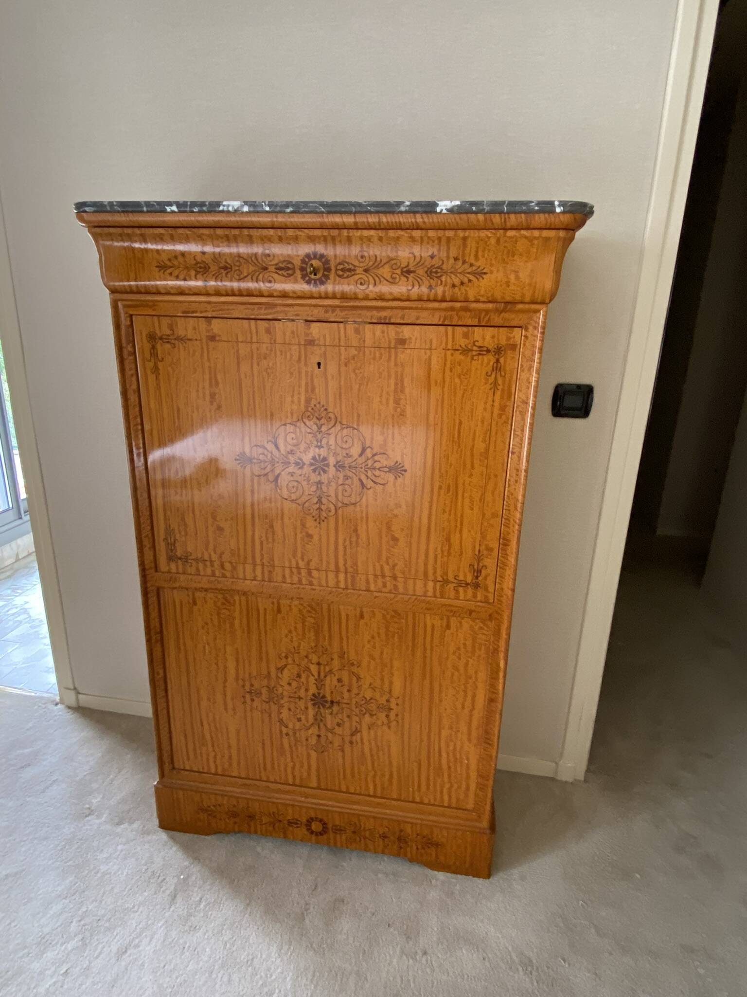Wood and marble secretary