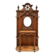 Napoleon III entrance hall wardrobe in solid oak with bevelled mirror.
