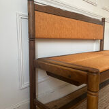 Provençal rustic wood and straw bench