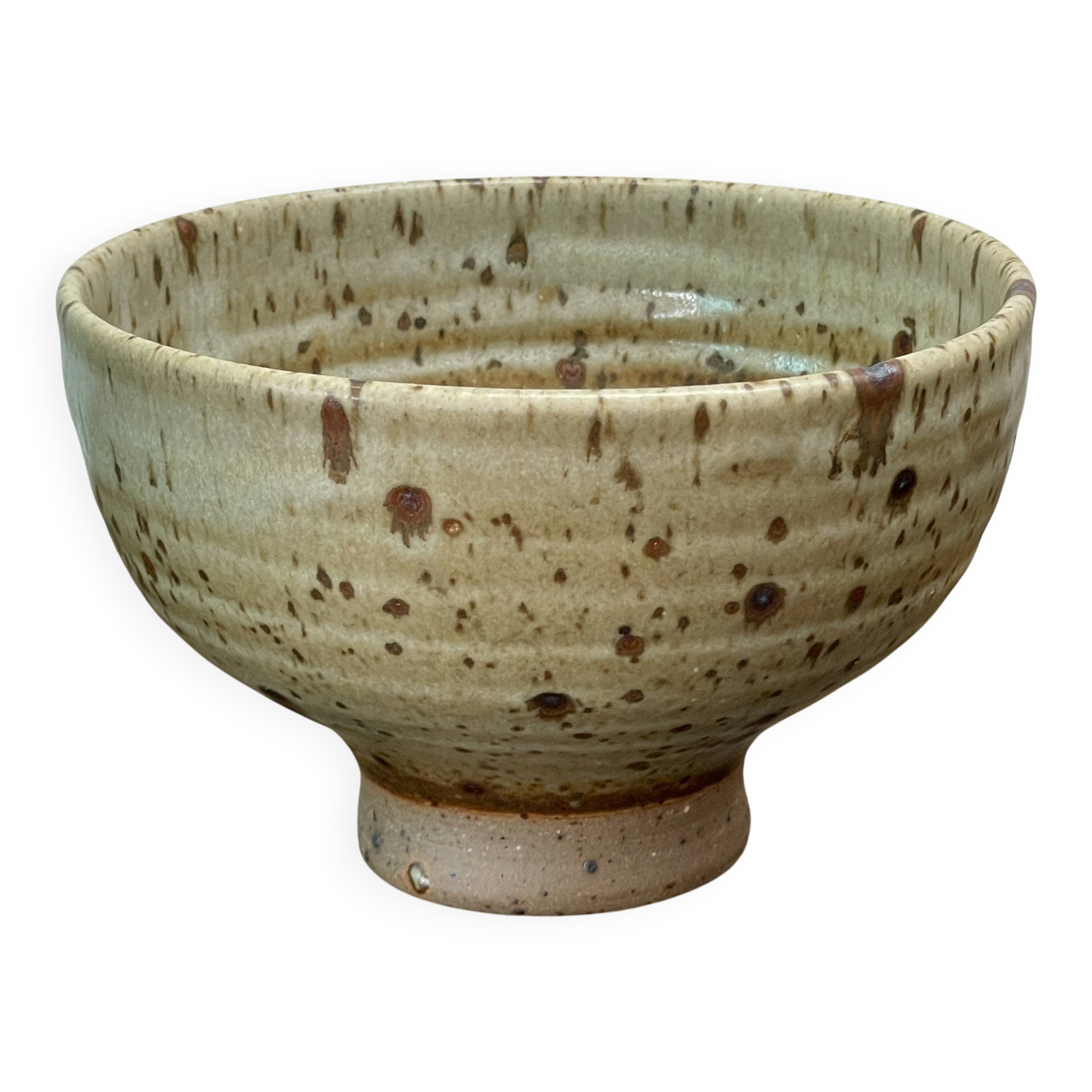 Pyrite stone bowl signed by Gustave Tiffoche – vintage French ceramics from the 70s.