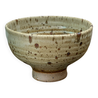 Pyrite stone bowl signed by Gustave Tiffoche – vintage French ceramics from the 70s.