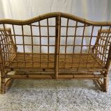 Two-seater rattan sofa - 70s