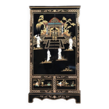 Black lacquered Chinese wardrobe with inlays