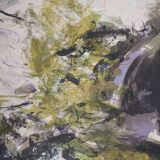 Zao wou-ki: abstract mountain landscape - original lithograph