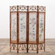 Paravent oriental vintage Bambou avec tissu, 1960