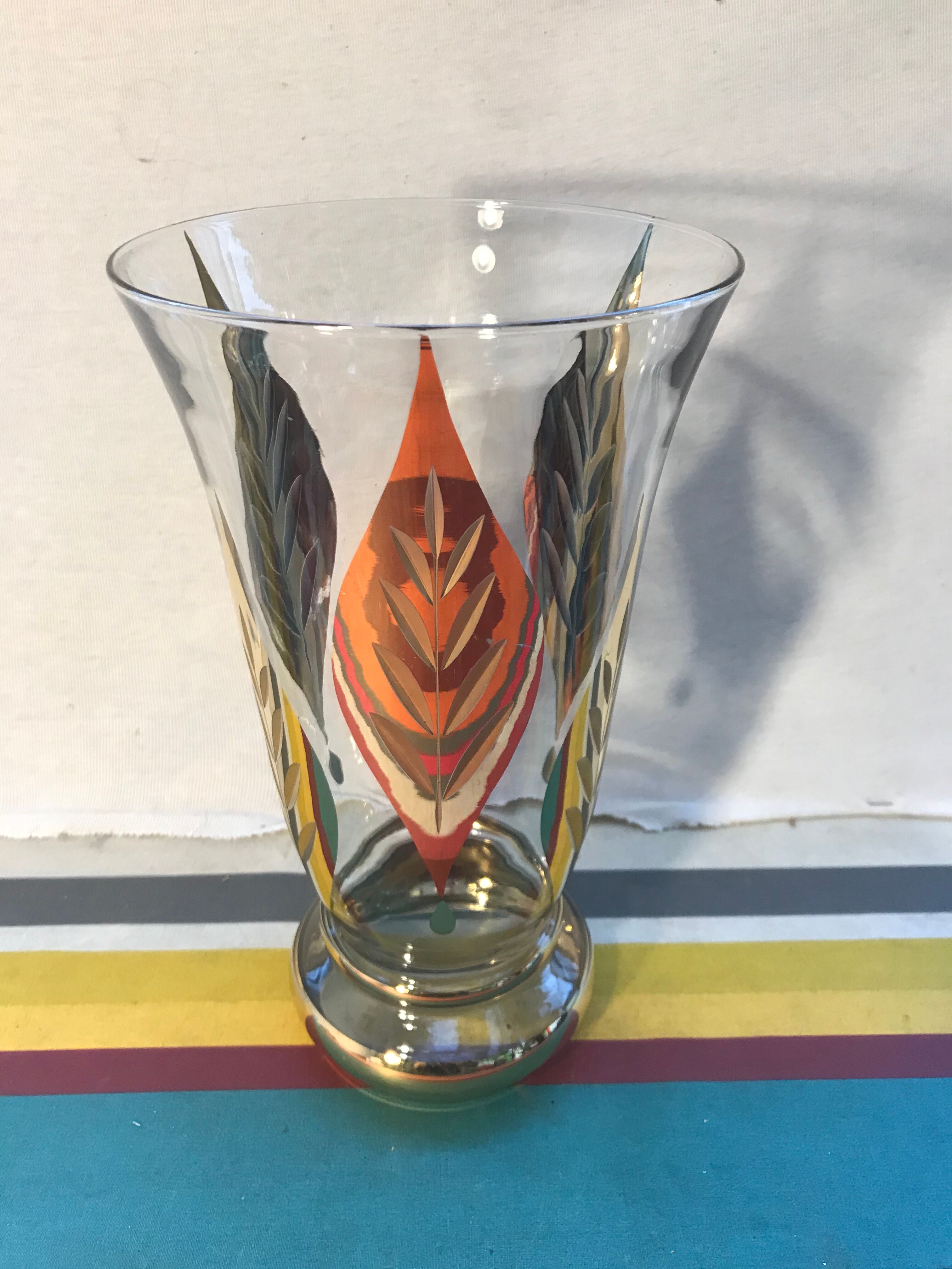 Old FAINS Glassware Vase From BOOM Decor Decelede Dilly Gold Belgium Vintage