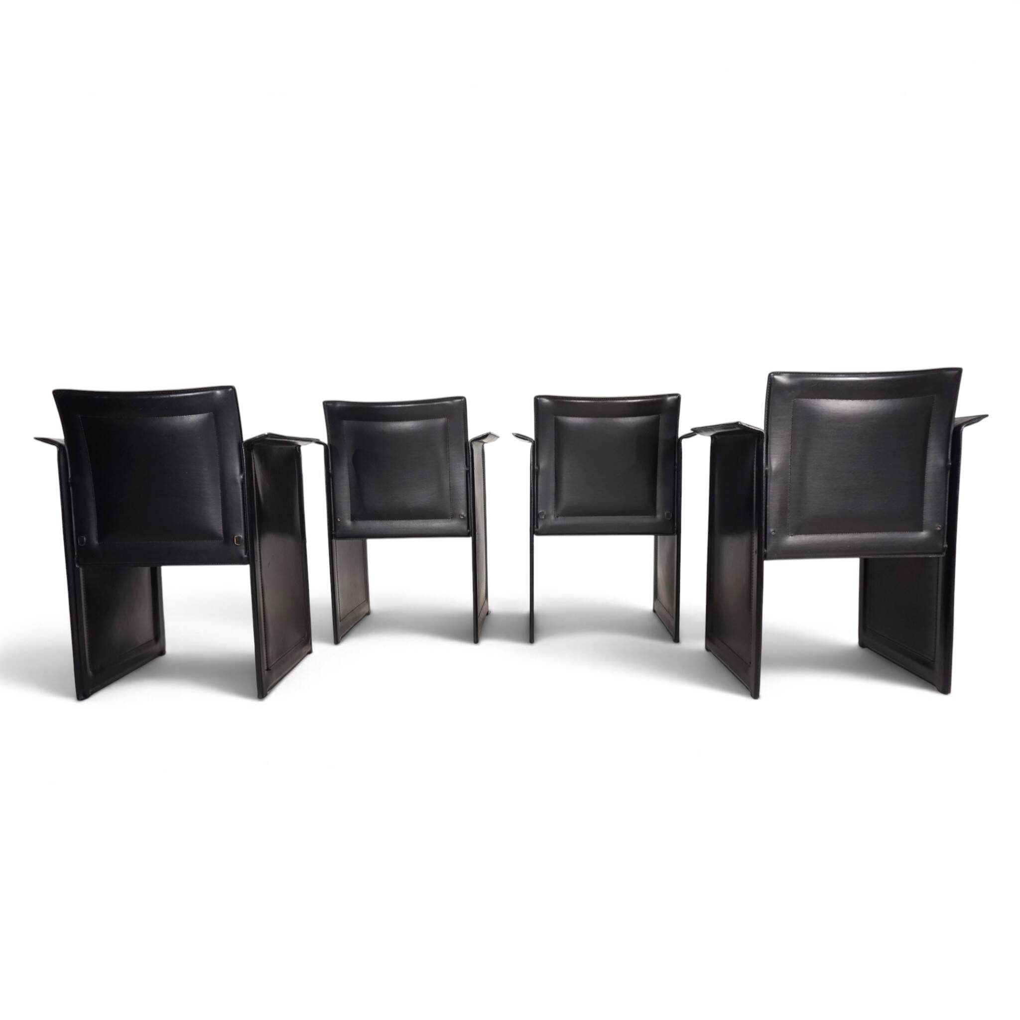Arrben Solaria leather dining chairs, set of 4 by Tito Agnoli, 1970