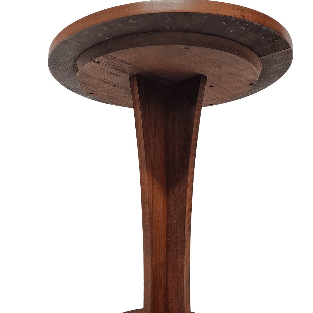 Round Beechwood Side Table With Carving, 1950s