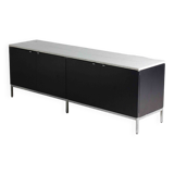 Black Executive Florence Knoll sideboard with metal handles, 1970s