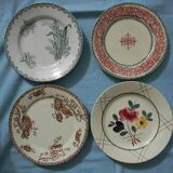 Miscellaneous set of 4 old flat earthenware plates.