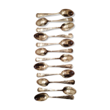 12 teaspoons, floral pattern with lily of the valley, silver metal