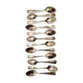 12 teaspoons, floral pattern with lily of the valley, silver metal