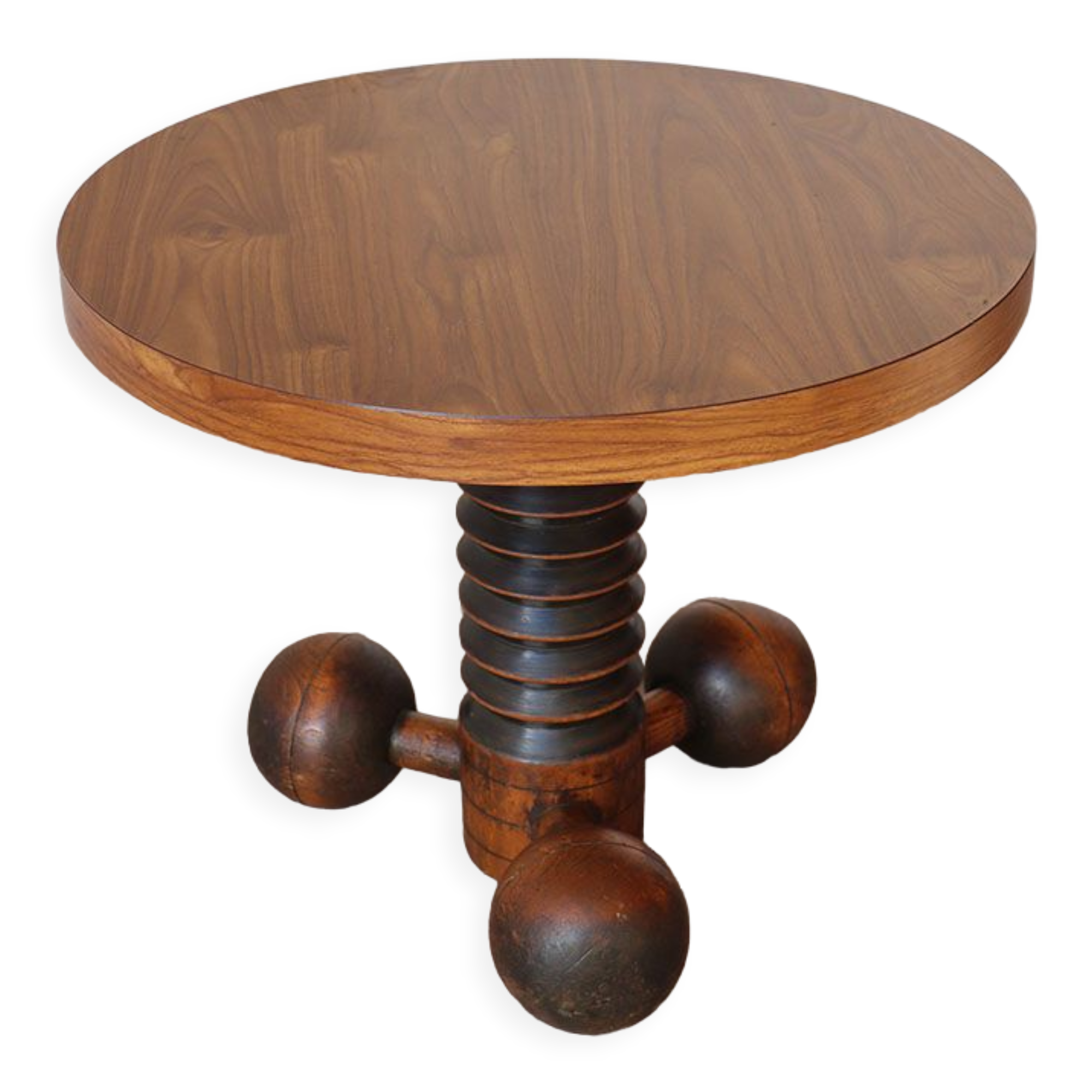 Brutalist tripod coffee table in oak 1940