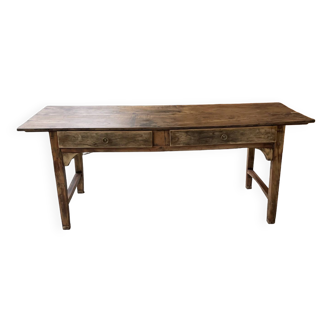 Oak farm table desk 2m
