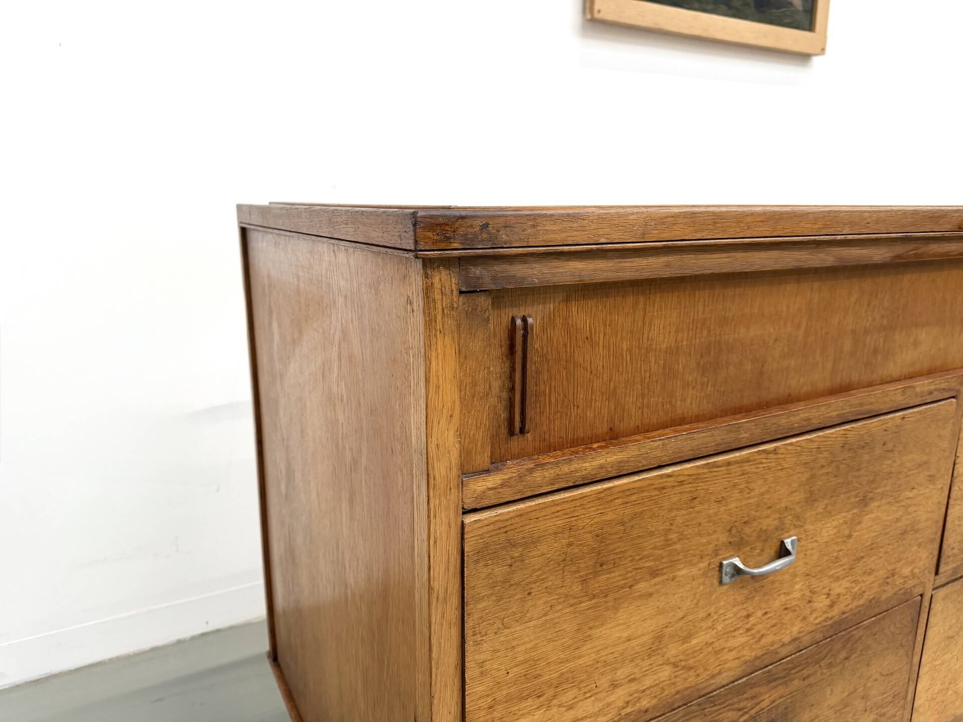 Vintage Siegel Paris workbench in oak and glass – 1950