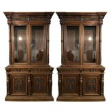 Pair of 2-part glass-fronted bookcases