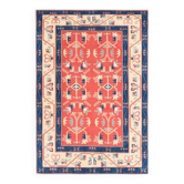 Tapis turc Oushak fait main en laine et coton rouge 130x190