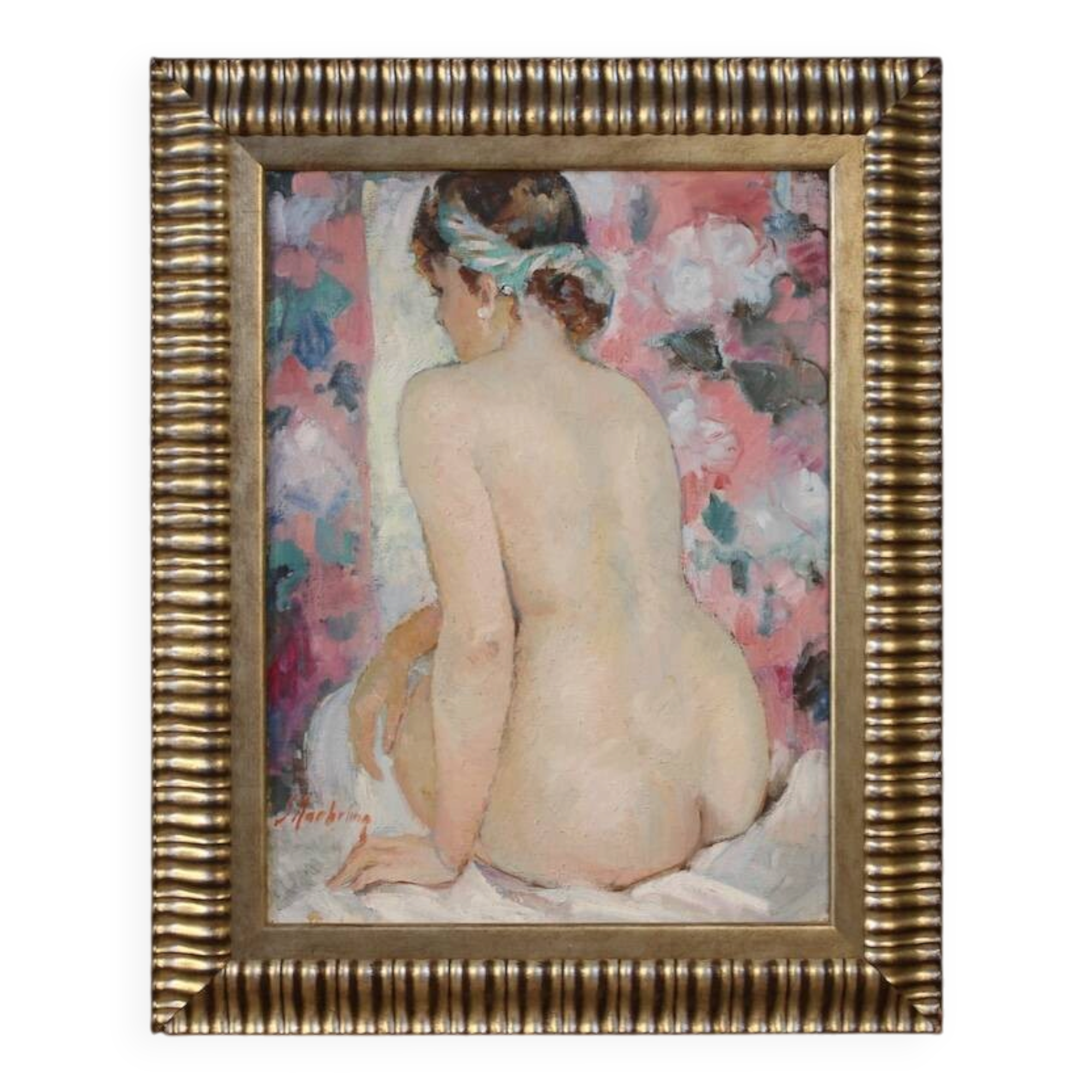 20th century French signed female nude painting