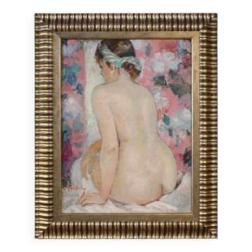 Peinture de nu féminin signée du 20e siècle français
