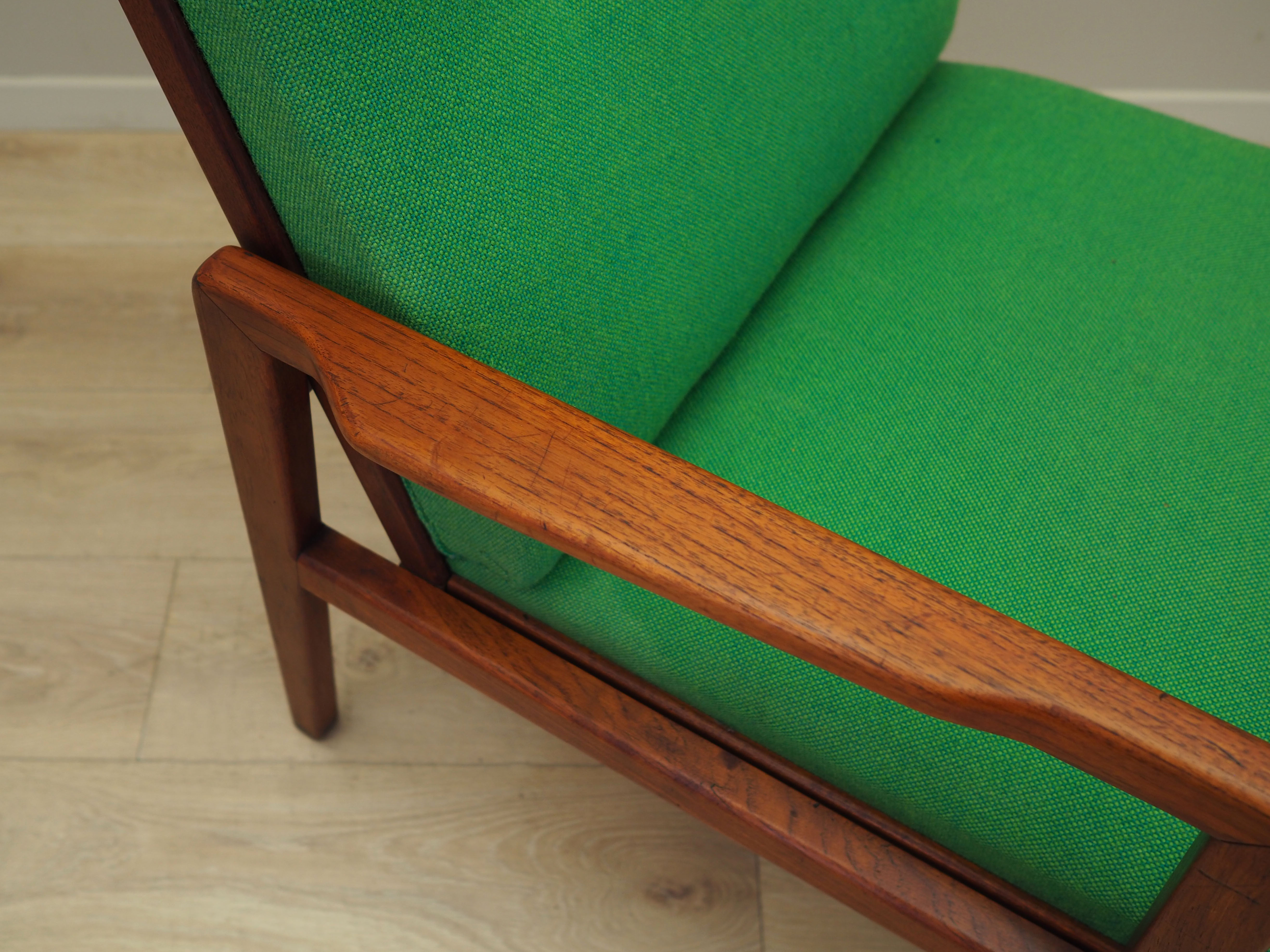 Teak green armchair, Danish design, 1970s, production: Denmark