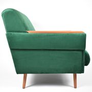 Vintage velvet armchair, 1960s, restored, green bottle