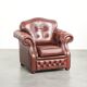 Brown cow leather Chesterfield armchair in a unique design