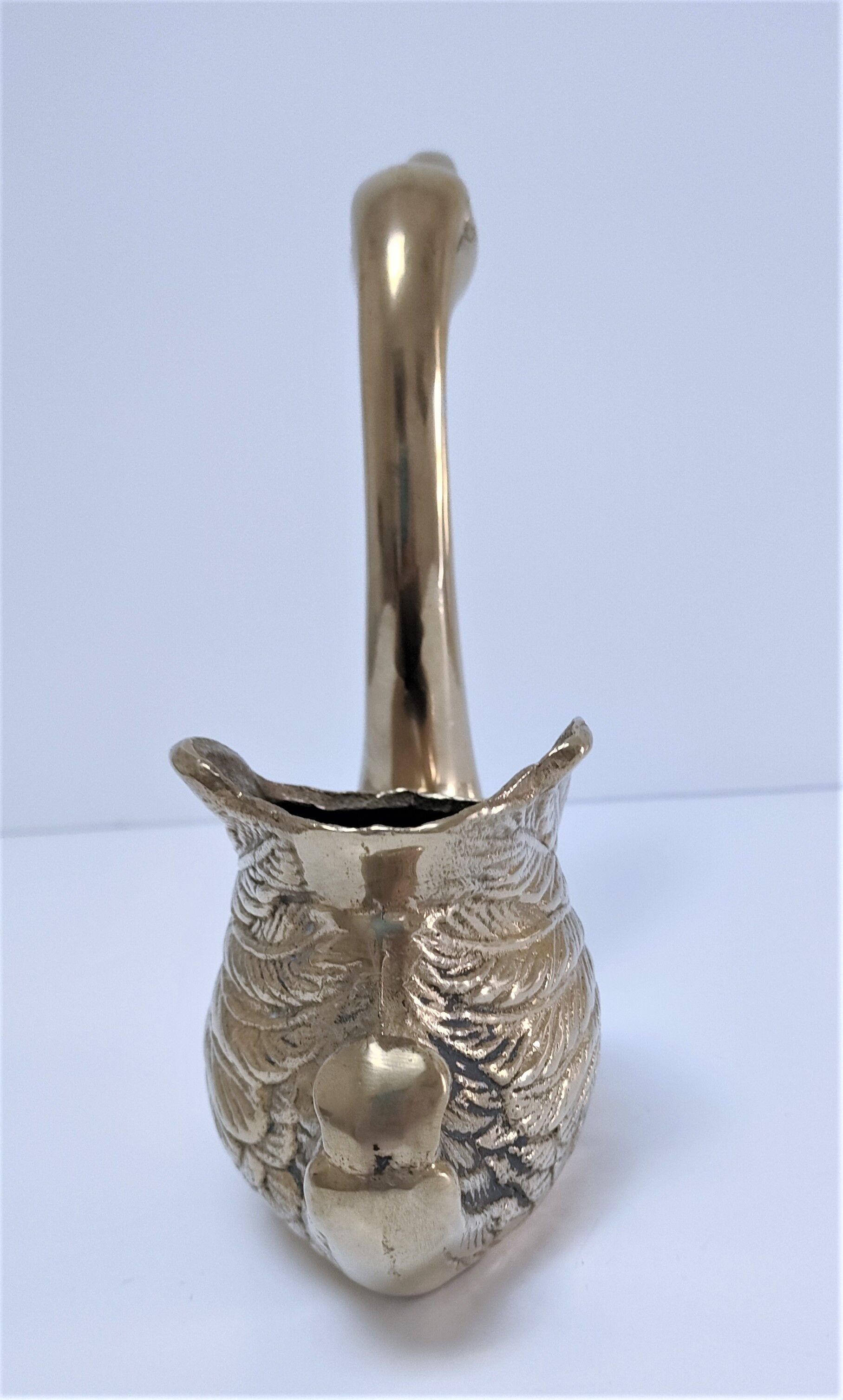 Zoomorphic solid brass swan pen holder